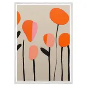 Galrie Vibrant Modern Floral Abstract Art Print Bright Blossoms for Home Decor, White Frame, A1 60 x 84cm (23 x 33inch)