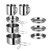 Camping Cookware Set for Outdoor Hiking Portable Family Picnic Includes Pot Pan - 8pcs
