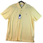 IZOD Golf Polo Mens XXL Yellow Plaid Weave Short Sleeve Performance Athletic NWT