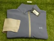 Peter Millar Solstice Hybrid Full-Zip Cardigan NGLA Logo Blue/Grey Medium