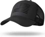 Oversize XXL American Flag Trucker Hat - Adjustable 23"-25.5" XX-Large, Black