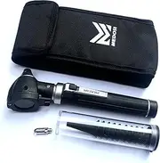 Medosi Fiber Optic Otoscope LED Illumination - Medical Veterinary Ear Diagnostic Magnification Scope - Doctors Nurses Pets Kids Ear Wax Remover (Black Slider Button)