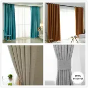 100% Light Blockout Curtains Eyelet Pinch Pleated Room Curtain Drape Grey Tan