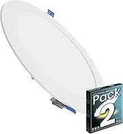 LED ATOMANT Pack 2X Flat Round Led Downlight Panel, 20W, Cold White 6500K, 1800 Real Lumens, Driver Included, Standard Cut 205mm, Aluminium