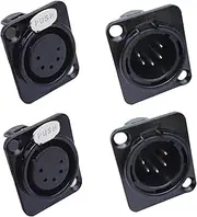 4PCS 5-Pin XLR Male + Female Socket Metal Panel Mount Chassis Microphone Audio Jack D-Type Connector Adapter(2Male、2 Female