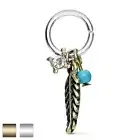 Turquoise CZ Dangle Ear Piercing Tragus Rook Snug Helix Daith Annealed Ring