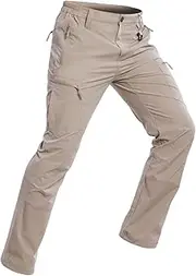 [NAVEKULL] Men's Lightweight Hiking Pants Quick Dry Stretch Fishing Tactical Work Pants with Zipper Pockets