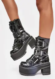[Demonia] Patent Ranger Platform Ankle Boots
