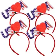 4pcs Independence Day Headband Patriotic Hair Clips Red Headband Hairband Party Flags Patriotic Hair Band Fourth Flags Bunting Decorations Hair Bands for Women Plastic