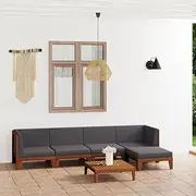 6 Piece Garden Lounge Set with Cushions Solid Acacia Wood Patio Bar Sets