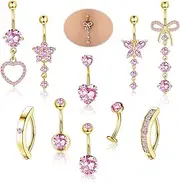 [Diamday] Belly Button Bars Silver Gold Belly Bar Surgical Steel 14G Navel Bars Belly Button Rings