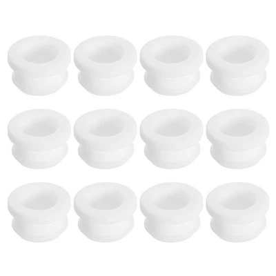 12Pcs Rubber Grommet 18mm Drill Hole, 14mm ID Top Hat Hole Plug Grommet, White