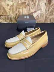 GH BASS - 8.5 US MENS - Multi Color Block Beige / White Loafers Leather Weejuns