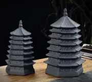Black Pagoda Ceramic Tea Caddy Jar Canister Coffee Beans Spice Herbs Container