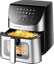 [Kitchen Couture] Air Fryer with Clearview Stainless Steel Viewing Window, Black, 8 Litre Capacity
