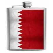 Bahrain Flag Stainless Steel Hip Flask 6oz