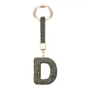 Bling Car Letter Charm, Car Rear View Mirror Charm Black Initial Letter, D