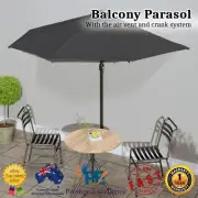 Half Round Shape Balcony Parasol Air Vent Canopy Crank Outdoor Umbrella Shade 3m