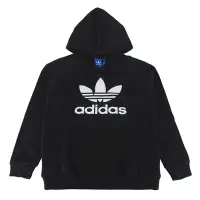 在飛比找Yahoo奇摩購物中心優惠-adidas 大三葉草LOGO設計棉質混紡長袖帽T(男款/黑