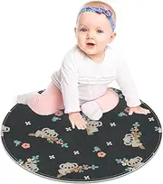 Floor Mat Cute Cartoon Koala Floral Pattern Modern Round Rug Living Room Bedroom Bathroom Kitchen Floor Mat Home Decor 23.6”