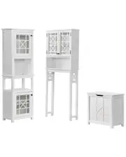 Alaterre Derby 5pc Bathroom Storage Set With Over Toilet Shelf, Wall-Mounted Cabinet, Hamper, Floor Cabinet, And Storage Hutch