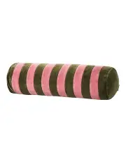 [Aura Home] Luxury Velvet Striped Bolster Cushion in Orchid/Caper