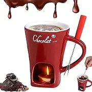 FeBohao Fondue Set Hot Chocolate Fondue Mug Set 4.58 Oz Chocolate Melting Mugs Warmer with Forks Candle Warmer Butter Warmer Heating Tea Light Melting Pot for Candy Cheese Caramel
