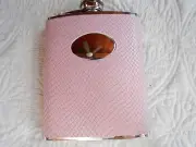 Visol Light Pink Snakeskin Design Stainless Steel 6 oz Liquor Flask VF1206 NEW