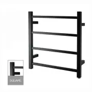 4-Bar Heated Towel Rail - Square Bars - Matte Black (W500mm x H520mm)