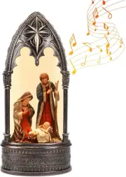 Nativity Scene Snow Globe Christmas Decorations Lantern, Glittering Lighted Plug