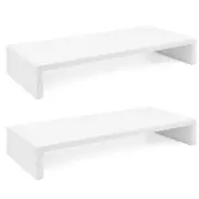 2 Pack White Monitor Stand Riser - 20 inch, Wooden Desk Stand with Keyboard O...