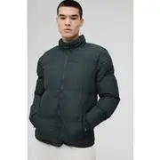 Mens Funnel Neck Puffer Jacket in Khaki