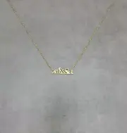 Mountain Ridgeline 3 GOLD Plated Necklace Nature Choker Range Nature Rocks Ice