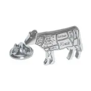 Butchers Cuts of Beef Cow Lapel Pin Badge