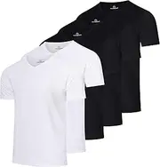 [Real Essentials] 5 Pack: Men's Mesh Quick Dry Short Sleeve V-Neck T-Shirt - Athletic Performance (Available in Big & Tall)