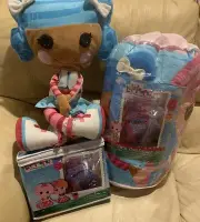 New LALALOOPSY Complete 7pc Twin Sheet Comforter Doll Bedding Set RARE