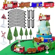 18PCS Train Cake Decorations Train Cake Toppers Train Birthday Party Supplies Mini Train Toys Train Track Traffic for Birthday Railway Steam Train Theme Party Decorations