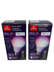 x 2 Globe Smart Bulb Works With Alexa 800 Lumens, 60W, Color Adjustable, App/Voi