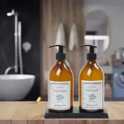 Amber Glass Soap Dispenser Set | Includes Metal Black Base Glass Dish Soap