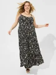 Torrid Maxi Dress Tiered Celestial Moon Black NWT New 5X