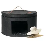 17" x 10" Foldable Round Travel Hat Storage Organizer Box for Women, Dark Grey