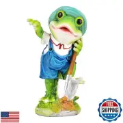 Sungmor Frog Garden Statue Outdoor Decor, Resin Hard-Working Frog Holding Sho