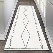 Contemporary White Carpet Washable Narrow Runner Rug for Home Decoration Corridor, Bedroom, Passage Carpet Runner Mat 60cm/70cm/80cm/100cm Wide (Size : 2.3ftx9.8ft/70x300cm)