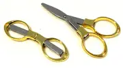 Slip-N-Snip Folding Scissors Gold Finish Handle 95mm (3-3/4")
