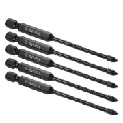 5pcs Concrete Masonry Drill Bit HSS 1/4 Inch Shank 4mm Bit Tile Concrete Plastic