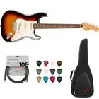 Fender Player II Stratocaster, 3-Color Sunburst Bundle w/ Bag, Picks & 10' Cable