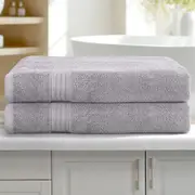 180 x 90cm Bath Sheets Set Cotton Extra Large Towel 2 Pack Grey