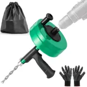 Drain Clog Remover,50 FT Drain Snake with Drill Attachment,Heavy-Duty Steel D...
