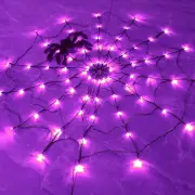 Halloween 80 LED Spider Web Lights with Spider, Battery Powered 8 Modes Light up