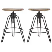 Home Square Adjustable Swivel Counter Stool in Natural Honey - Set of 2